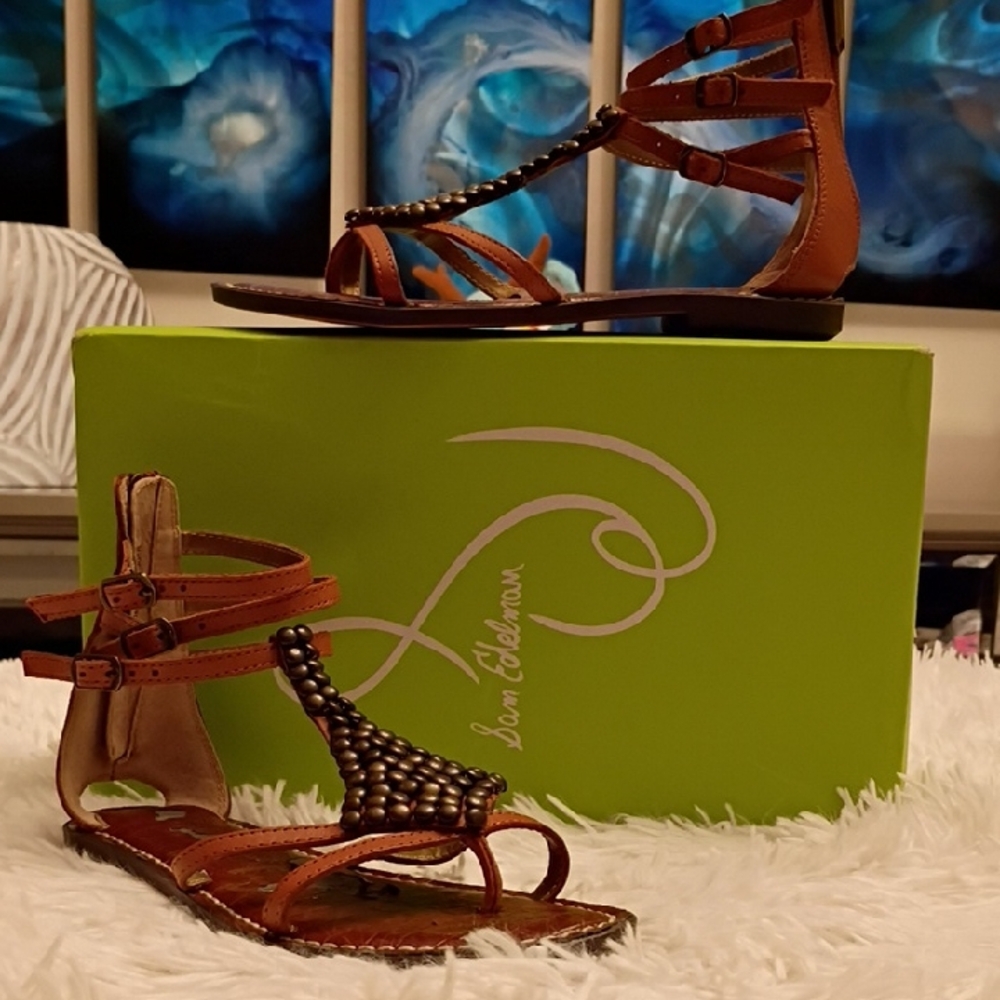 Sam Edelman Ginger Leather Women's Sz 6 Sandals New W Flaw